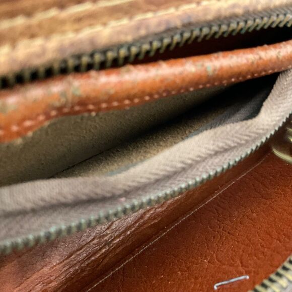 Vintage Tooled Leather Clutch Purse Bag Brown Western Rodeo Zip around  patina * - Picture 8 of 13